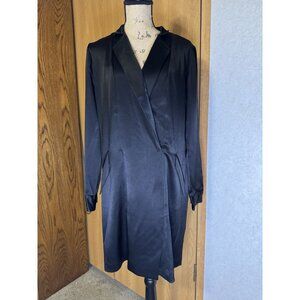 NWT HALSTON Black Satin Tuxedo Blazer Dress $375 Party Cocktail Holiday Formal 8